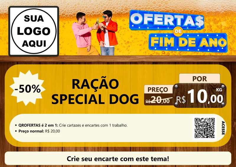 Modelo de Cartaz para Cartaz A4 Horizontal com o tema Ofertas de Fim de Ano para Pet Shop