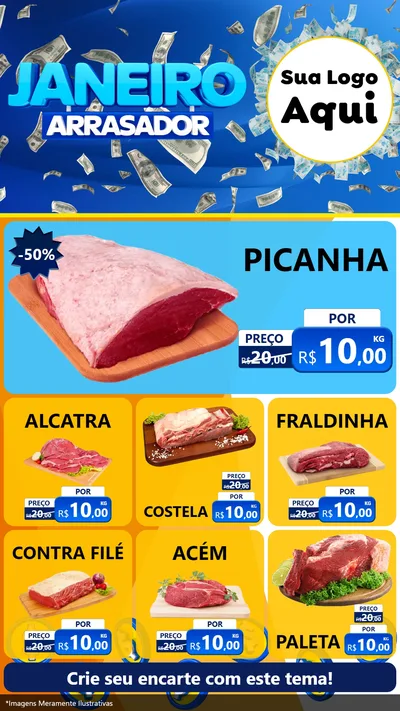 Modelo de Rede Social para Stories com o tema Janeiro Arrasador para Açougue