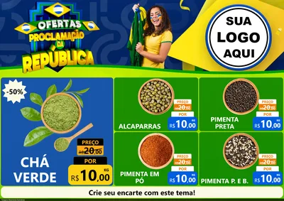 Modelo de Encarte para Encarte A4 Horizontal com o tema Ofertas Proclamação da República para Produtos Naturais