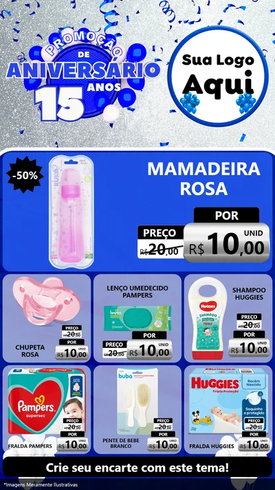 Modelo de Rede Social para Stories com o tema Promoção de Aniversário - 15 Anos para Bebês