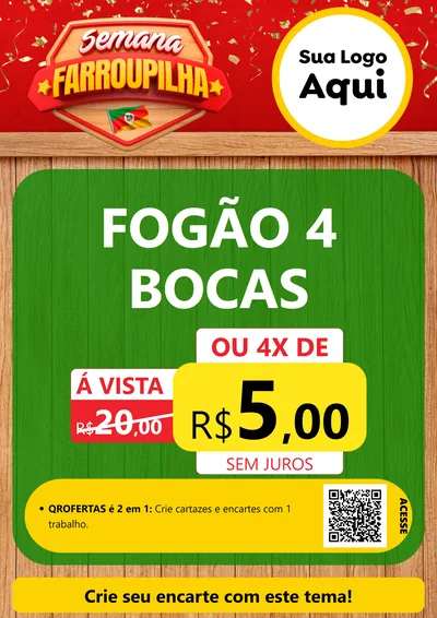 Modelo de Cartaz para Cartaz A4 Vertical com o tema Semana Farroupilha para Móveis e Eletro