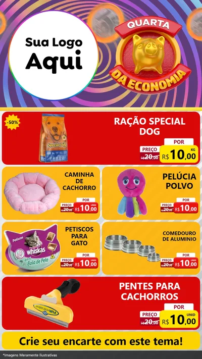 Modelo de TV para TV Vertical com o tema Quarta da Economia para Pet Shop