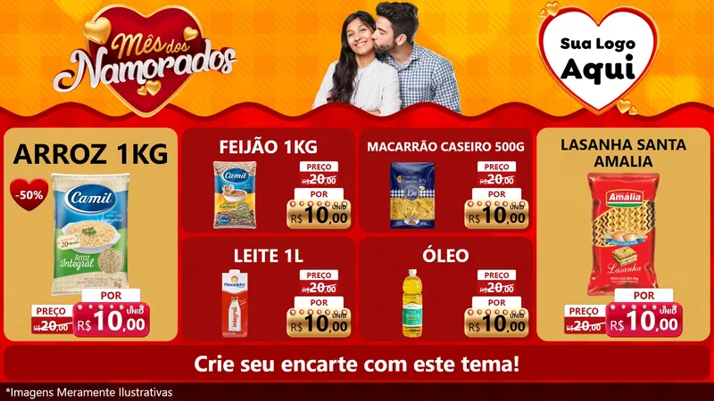 Modelo de TV para TV Horizontal com o tema Mês dos Namorados para Supermercado