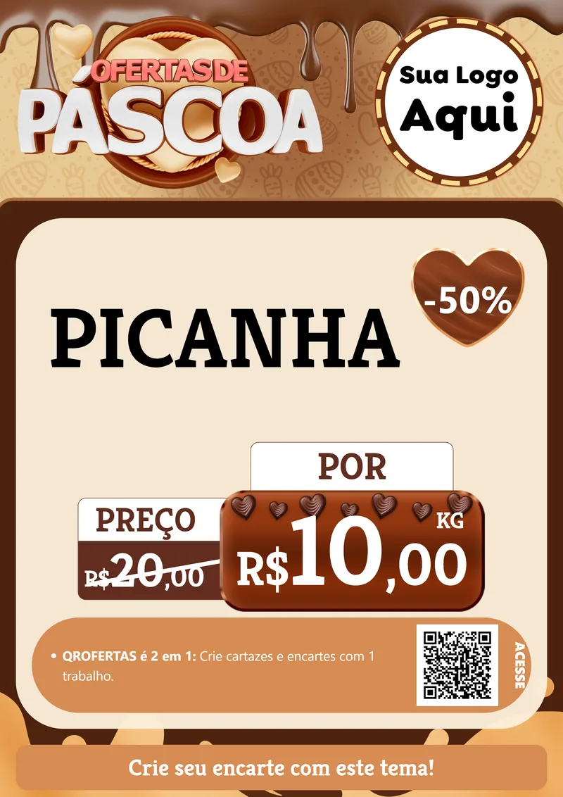 Modelo de Cartaz para Cartaz A4 Vertical com o tema Ofertas de Páscoa para Açougue