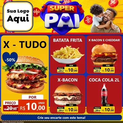 Modelo de Rede Social para Feed Facebook com o tema Super Pai para Hamburgueria