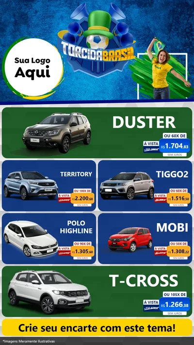 Modelo de TV para TV Vertical com o tema Torcida Brasil - Copa para Concessionaria de Carros