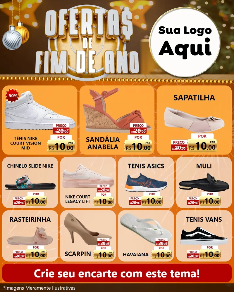 Modelo de Rede Social para Feed Instagram com o tema Ofertas de Fim de Ano para Calçados