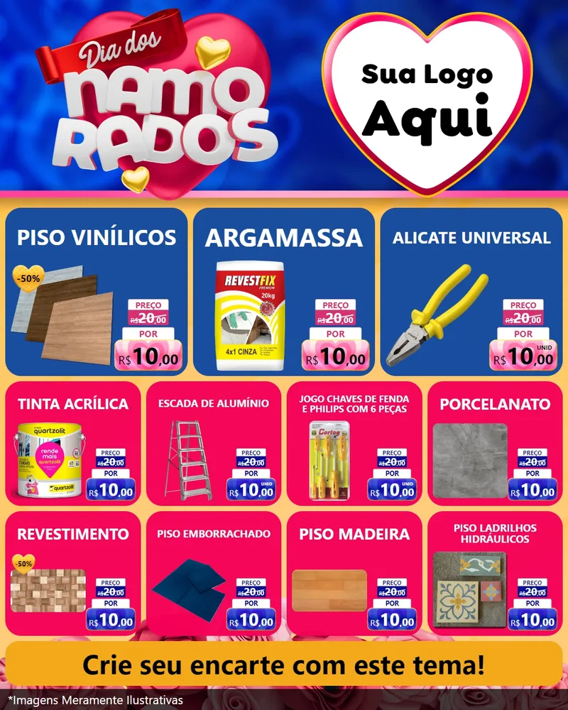 Modelo de Rede Social para Feed Instagram com o tema Dia dos namorados para Material para Construção