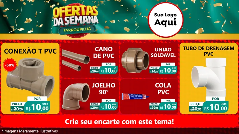 Modelo de TV para TV Horizontal com o tema Ofertas da Semana Farroupilha para Tubos e conexões