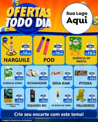 Modelo de Rede Social para Feed Instagram com o tema Ofertas Todo Dia para Tabacaria