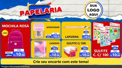 Modelo de TV para TV Horizontal com o tema Papelaria para Papelaria