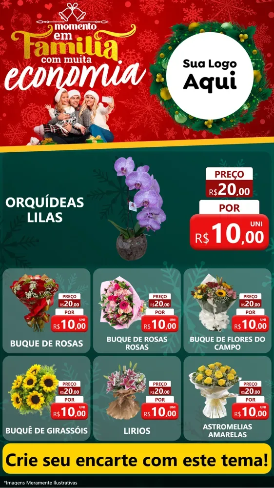 Modelo de Rede Social para Stories com o tema Momento em Família (Natal) para Floricultura e jardim