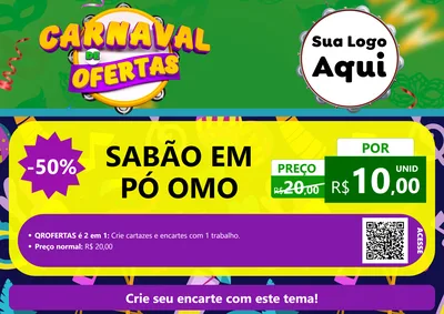Modelo de Cartaz para Cartaz A4 Horizontal com o tema Carnaval de Ofertas para Produtos de Limpeza