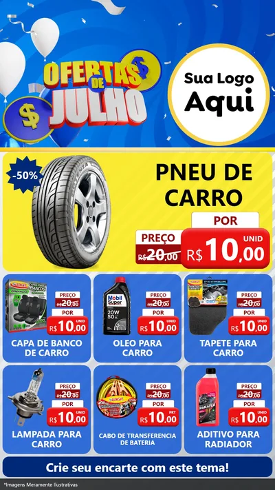 Modelo de Rede Social para Stories com o tema Ofertas de Julho para Auto peças