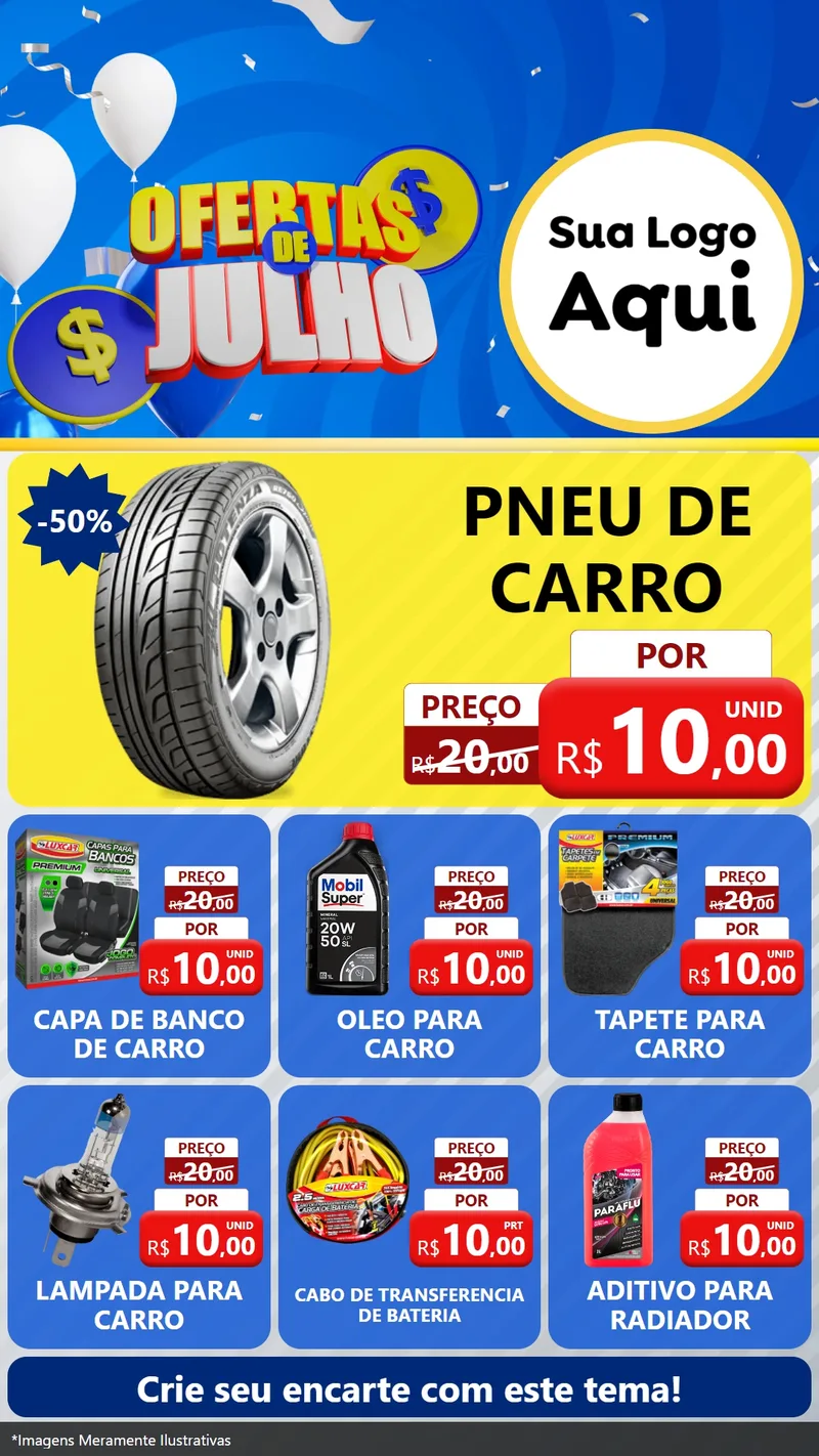 Modelo de Rede Social para Stories com o tema Ofertas de Julho para Auto peças