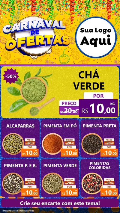 Modelo de Rede Social para Stories com o tema Carnaval de Ofertas para Produtos Naturais