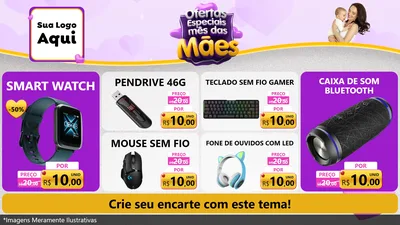 Modelo de TV para TV Horizontal com o tema Ofertas Especiais - Mês das Mães para Informática