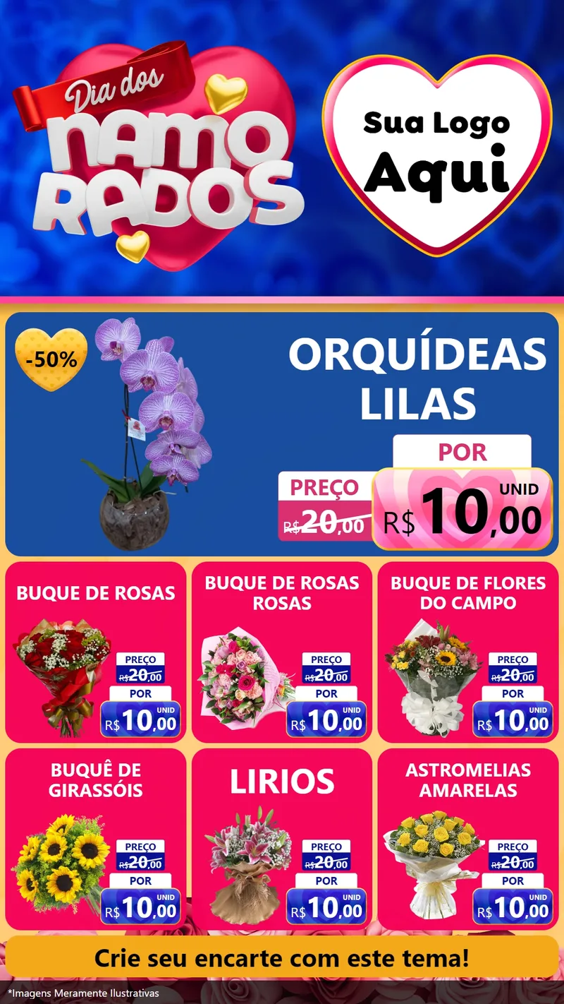 Modelo de Rede Social para Stories com o tema Dia dos namorados para Floricultura e jardim