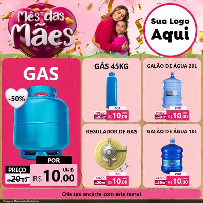 Modelo de Rede Social para Feed Facebook com o tema Mês das Mães para Água e gás