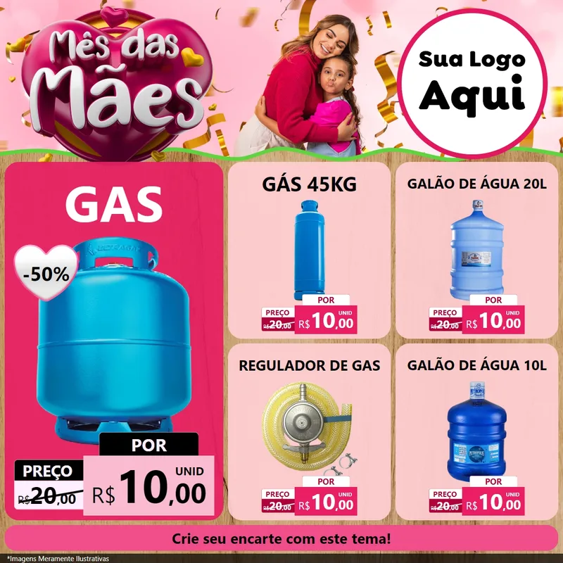 Modelo de Rede Social para Feed Facebook com o tema Mês das Mães para Água e gás
