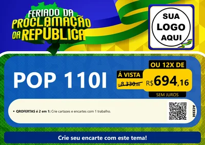 Modelo de Cartaz para Cartaz A4 Horizontal com o tema Feriado da Proclamação da República para Concessionaria de Motos