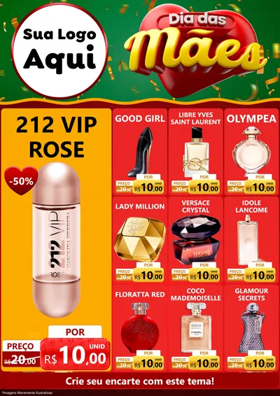 Modelo de Encarte para Encarte A4 Vertical com o tema Dia das Mães para Perfumes