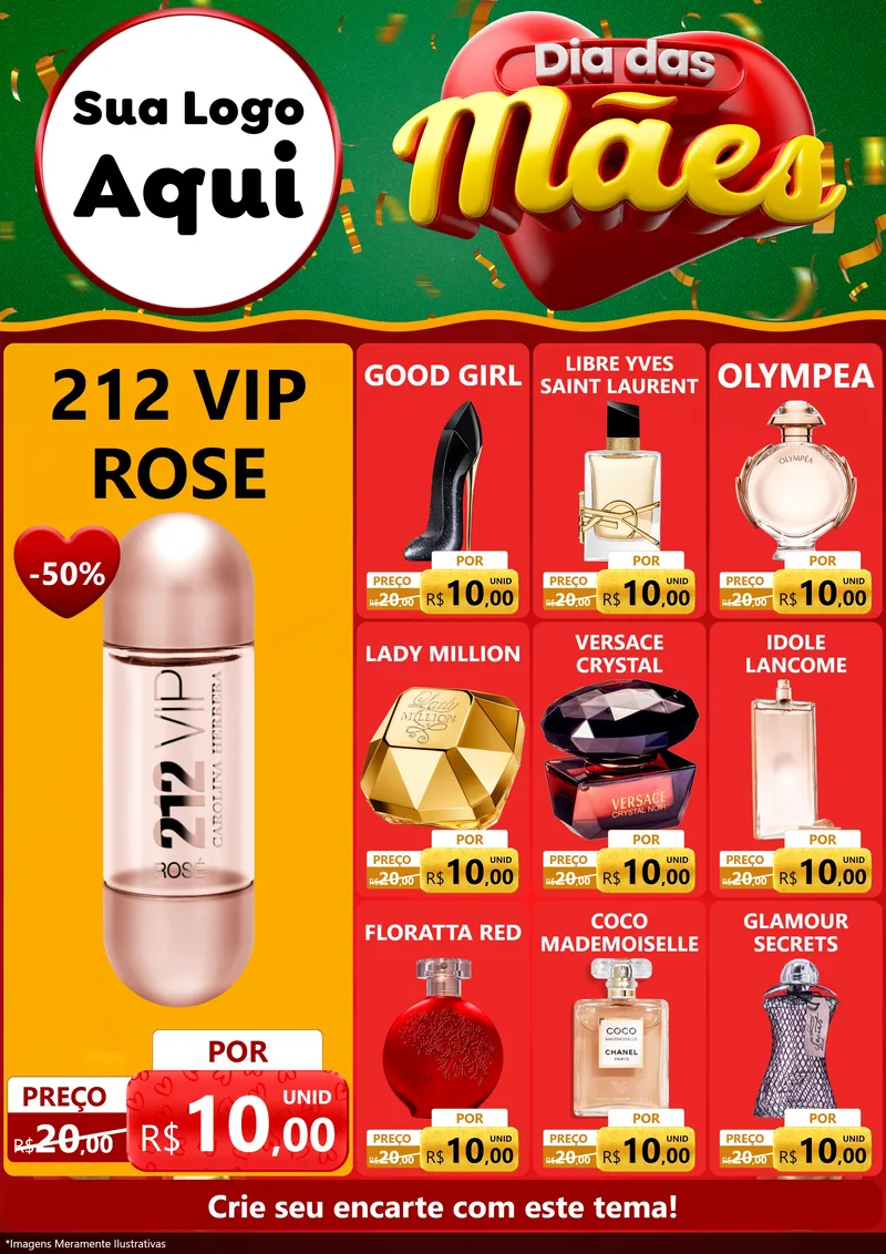 Modelo de Encarte para Encarte A4 Vertical com o tema Dia das Mães para Perfumes