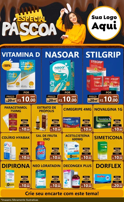 Modelo de Encarte para Encarte Grande com o tema Especial Páscoa para Farmácia