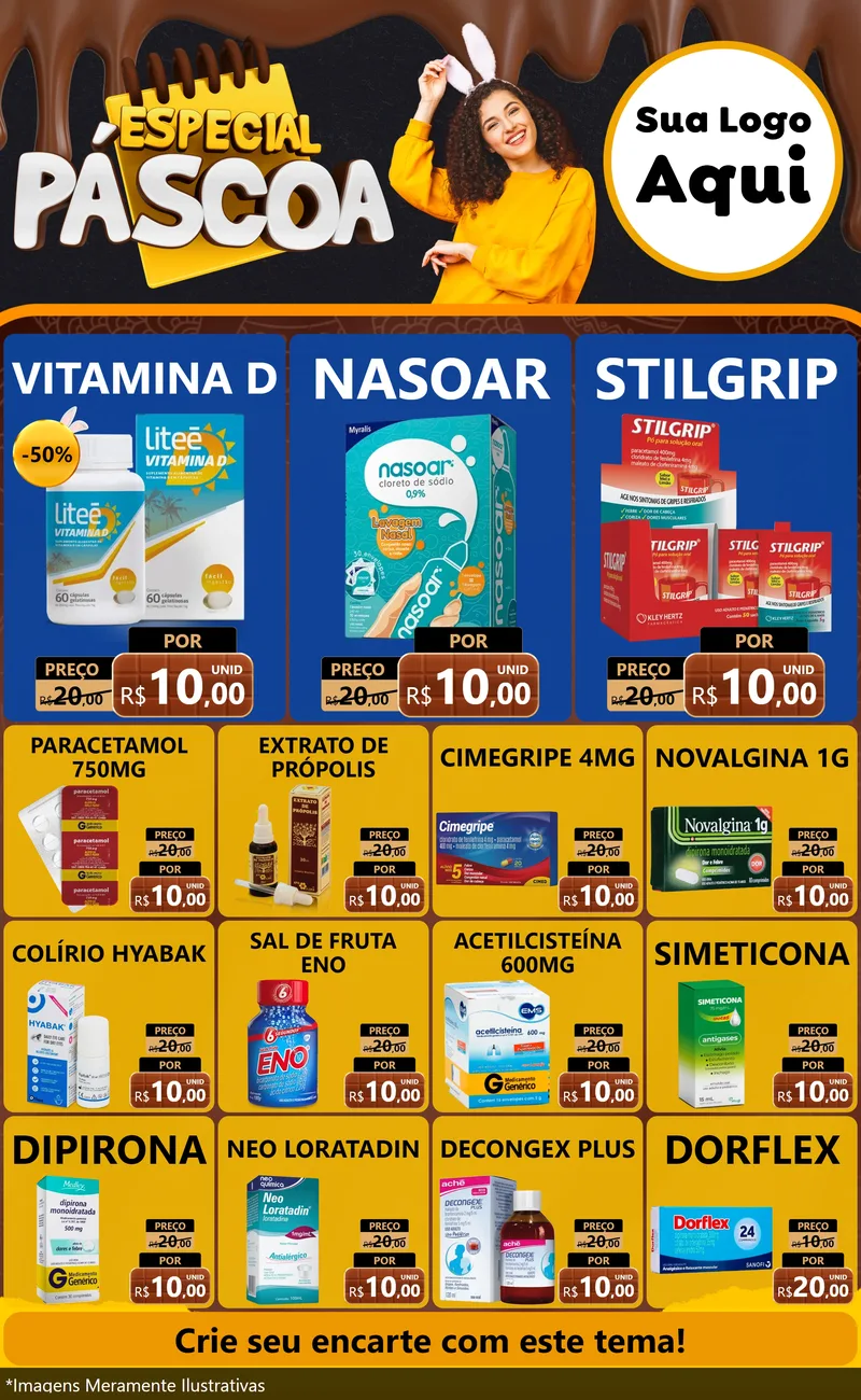 Modelo de Encarte para Encarte Grande com o tema Especial Páscoa para Farmácia