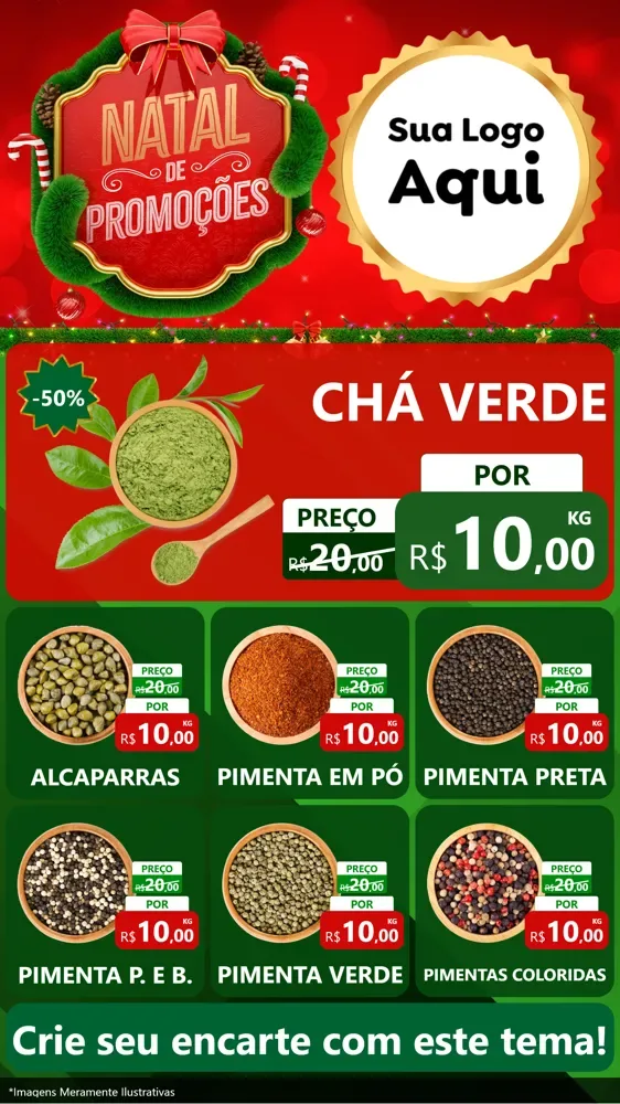 Modelo de Rede Social para Stories com o tema Natal de Promoções para Produtos Naturais