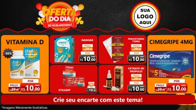 Modelo de TV para TV Horizontal com o tema Oferta do Dia - Só hoje, Aproveite! para Farmácia