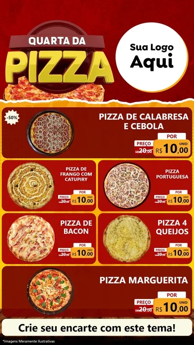 Modelo de TV para TV Vertical com o tema Quarta da Pizza para Pizzaria