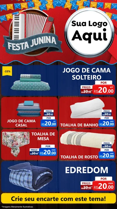 Modelo de TV para TV Vertical com o tema Festa Junina para Cama, Mesa e Banho