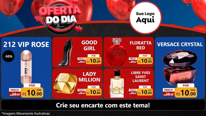 Modelo de TV para TV Horizontal com o tema Oferta do Dia para Perfumes