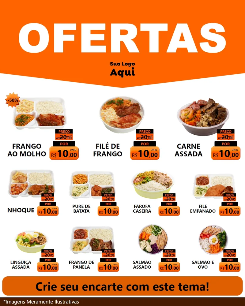 Modelo de Rede Social para Feed Instagram com o tema Ofertas Laranja Cartaz para Restaurante