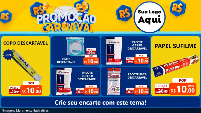 Modelo de TV para TV Horizontal com o tema Promoção de Carnaval para Embalagens