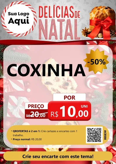Modelo de Cartaz para Cartaz A4 Vertical com o tema Delícias de Natal para Salgadaria