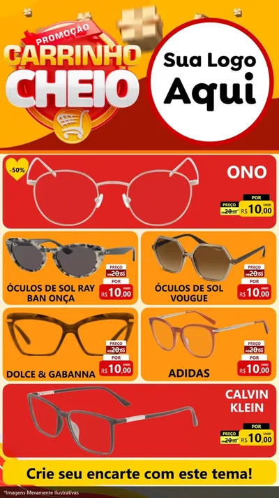 Modelo de TV para TV Vertical com o tema Promoção carrinho cheio para Óticas