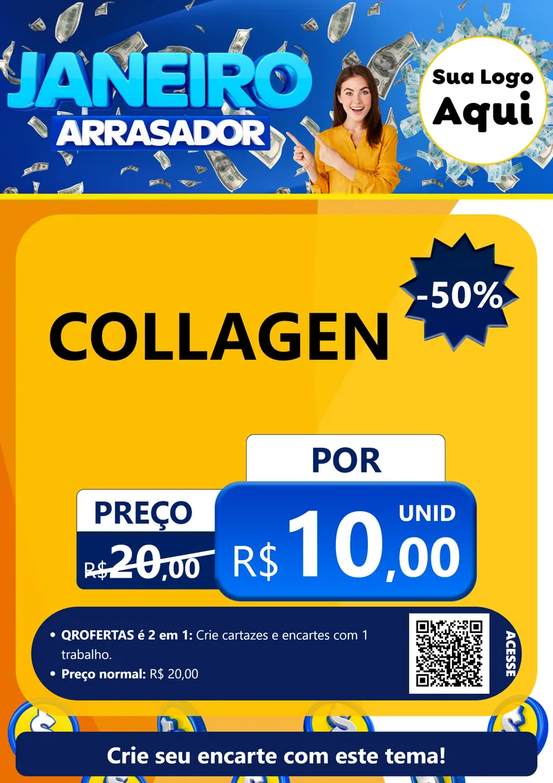 Modelo de Cartaz para Cartaz A4 Vertical com o tema Janeiro Arrasador para Suplementos alimentares