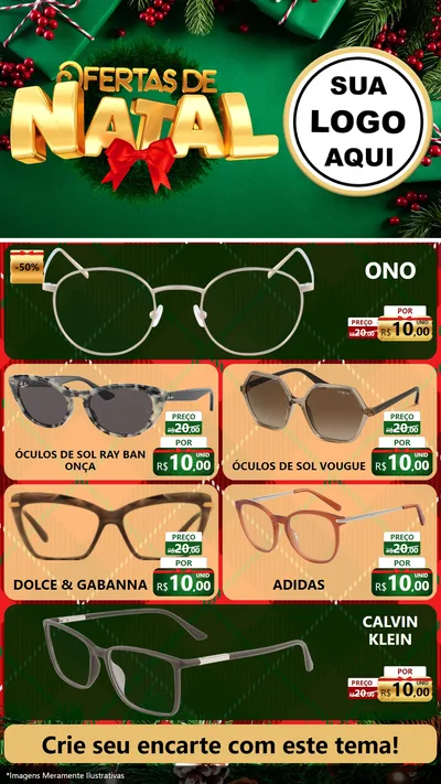 Modelo de TV para TV Vertical com o tema Ofertas de Natal para Óticas