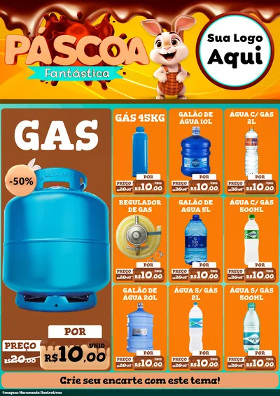 Modelo de Encarte para Encarte A4 Vertical com o tema Páscoa Fantástica para Água e gás