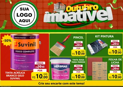 Modelo de Encarte para Encarte A4 Horizontal com o tema Outubro Imbatível para Tintas e Ferramentas
