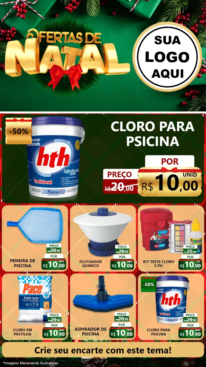 Modelo de Rede Social para Stories com o tema Ofertas de Natal para Produtos para Piscina