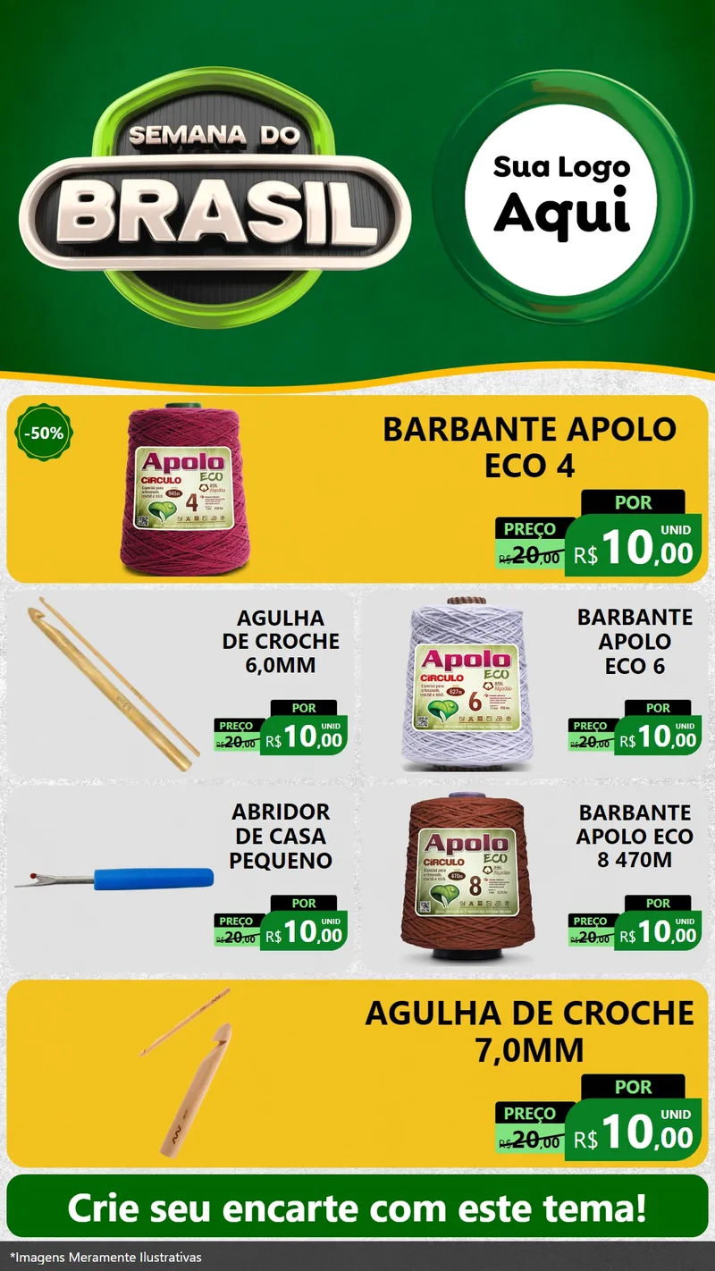 Modelo de TV para TV Vertical com o tema Semana do Brasil para Armarinho e Aviamentos