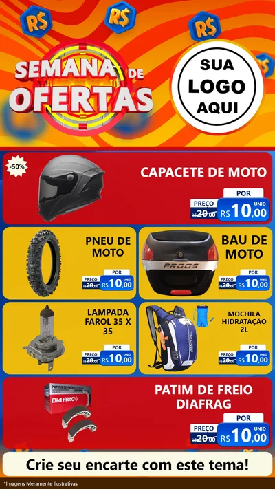Modelo de TV para TV Vertical com o tema Semana de Ofertas para Moto peças