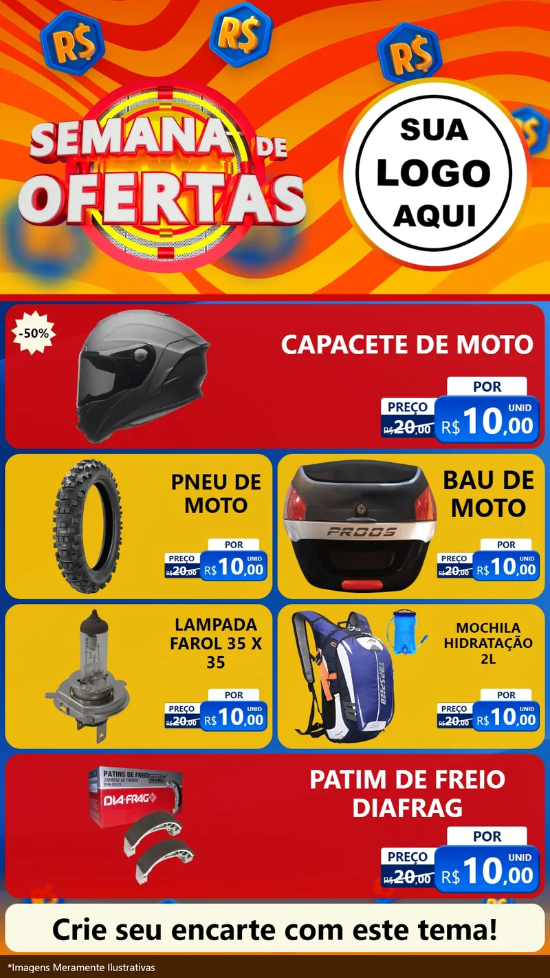Modelo de TV para TV Vertical com o tema Semana de Ofertas para Moto peças