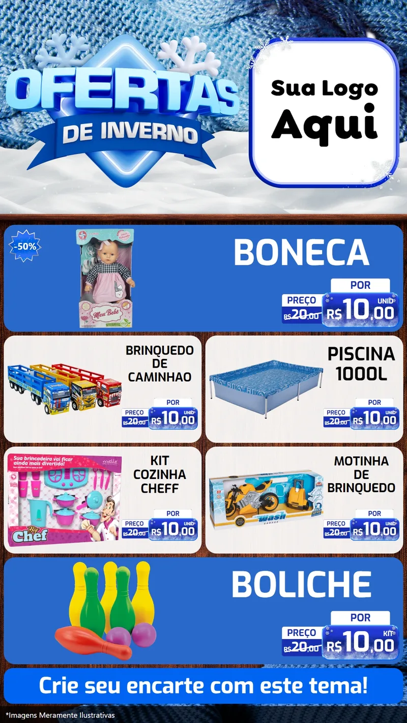 Modelo de TV para TV Vertical com o tema Ofertas de Inverno para Brinquedos
