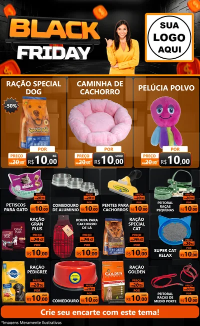 Modelo de Encarte para Encarte Grande com o tema Black Friday para Pet Shop