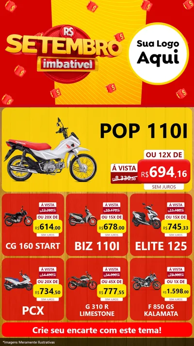 Modelo de Rede Social para Stories com o tema Setembro Imbatível para Concessionaria de Motos