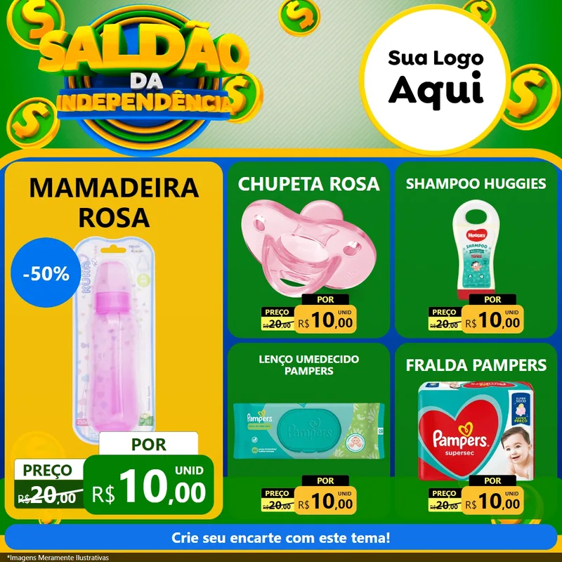 Modelo de Rede Social para Feed Facebook com o tema Saldão da Indepêndencia para Bebês